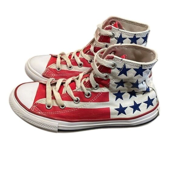 Converse American Flag Red High-Top Sneaker Shoes Juniors Size 2 - Picture 1 of 12
